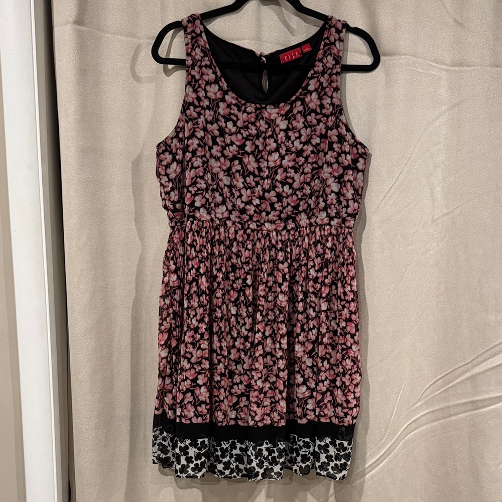 Elle Pink and Black Floral Dress, L